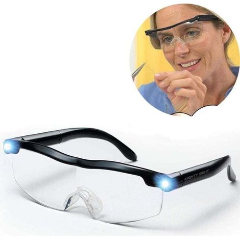 Lunettes de Lecture Loupe de Vision puissante avec lumière LED, grossissement de 160%, pour Lecture, Tous Les Travaux de Précision, Réparations, Couture, Montres et Artisanat (1/5)