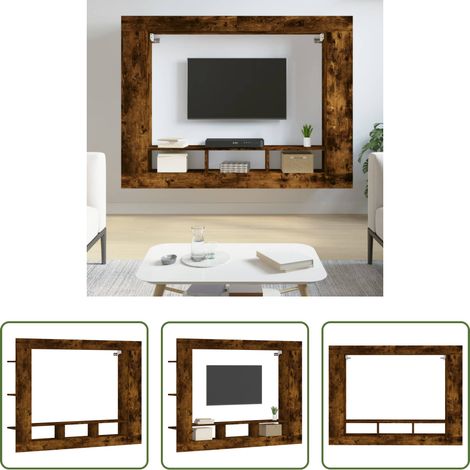 Wandmontage TV-Schrank - TV-Schrank Räuchereiche 152x22x113 cm Holzwerkstoff (1/5)