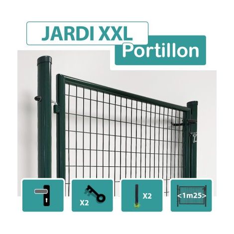 Cloture & Jardin – Portillon grillagé gris anthracite 1,25m – Ouverture réversible – Grillage maille 100x50mm – Pour passage tondeuse