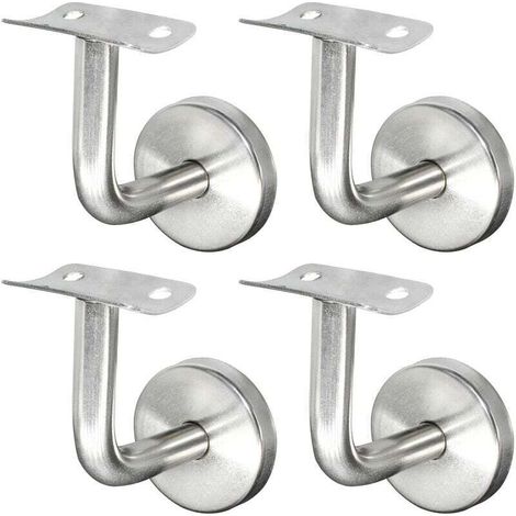 Support Main Courante Inox 304 pour Rampe Escalier Support Mural Rampe Bois Argent (4 Pièces) NPTERBL (1/4)