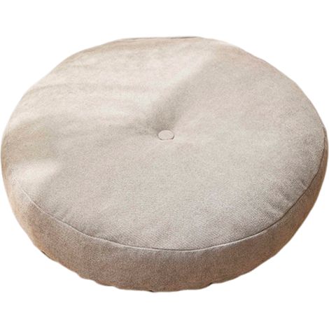 1 Coussin de sol rond, diamètre 45 cm, épaisseur 14 cm, rembourrage coton EPE, gris clair, pour salon balcon méditation (1/5)