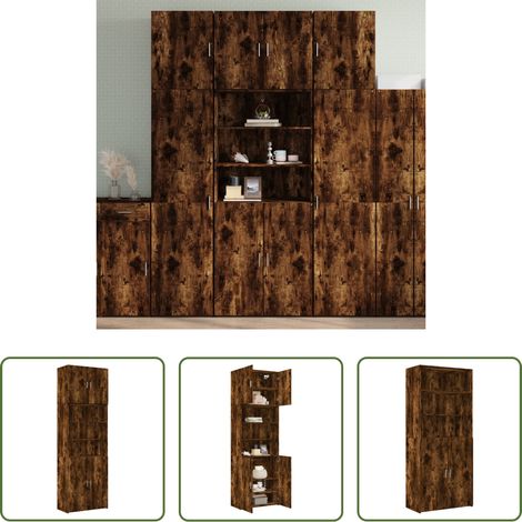 Buffet bois - Buffet haut chêne fumé 80x42,5x249 cm bois d'ingénierie (1/5)