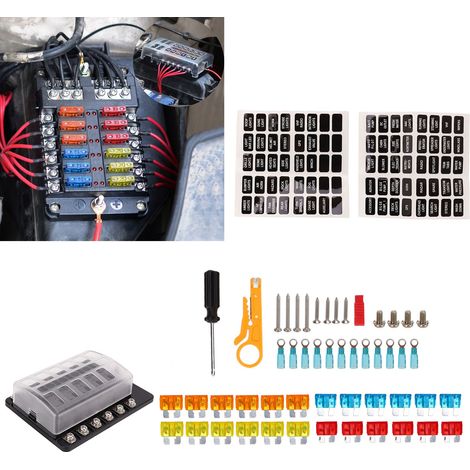 Modifizierter Sicherungshalter für Pkw und Wohnmobile, Flachsicherungskasten, 12-fach mit LED-Anzeige (CP-0687) (1/5)