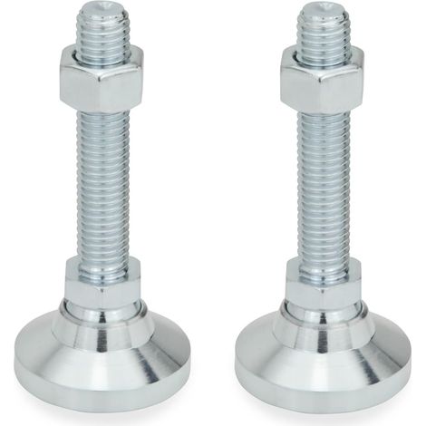 Ganter Norm elementi  da piedi/piedini di livellamento con uso generico – GN 343.2  Piede diametro: 25 mm  in acciaio zincato, Blu passivato  2 pezzi, argento, GN 343.2-25-M8-40-OS (1/2)