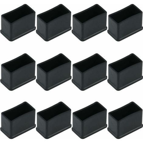 Set mit 12 rechteckigen, schwarzen, rutschfesten Möbelfußkappen aus Gummi (15 x 30 mm) (1/5)