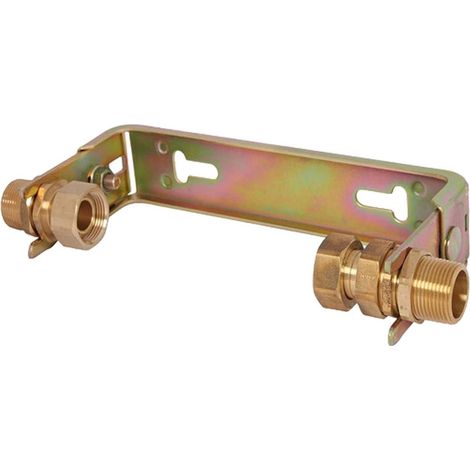 JS Estribo de montaje para contador de agua, horizontal, con racor, ajustable, con caudal continuo Q3=4m3/h, 3/4'' x 3/4'', galvanizado, 0022602070001