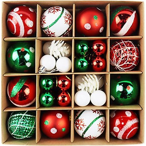 36 pezzi (rosso + verde) Accessori per albero di Natale Palline luminose, Palline colorate Ciondoli a sfera galvanizzati Composizione di scene natalizie da appendere (1/5)