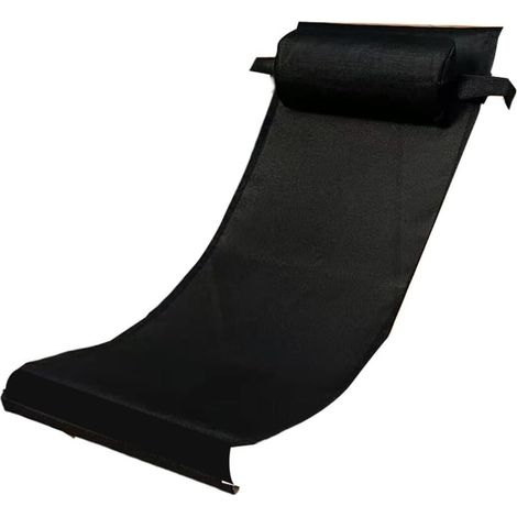 Tissu de rechange pour chaise longue de plage en textilène, noir, 120 x 43 cm, maille résistante aux intempéries pour chaises pliantes de camping (avec coussin) (1/5)