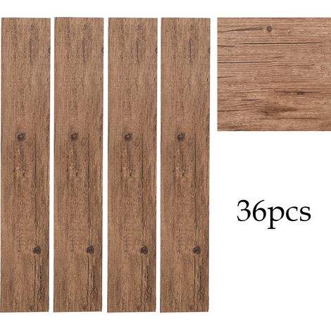 Set of 36 Planks PVC Self-stick Waterproof Floor Flooring Plank, Brown