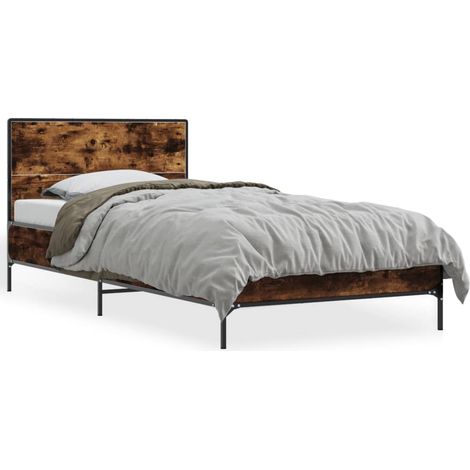 Maison Exclusive - Cadre de lit sans matelas chêne fumé 90x190 cm (1/5)
