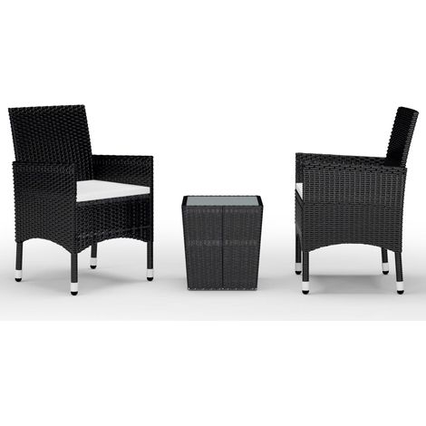 Maison Exclusive - Set da Bistrot per Giardino 3 pz in Polyrattan e Vetro Nero (1/5)