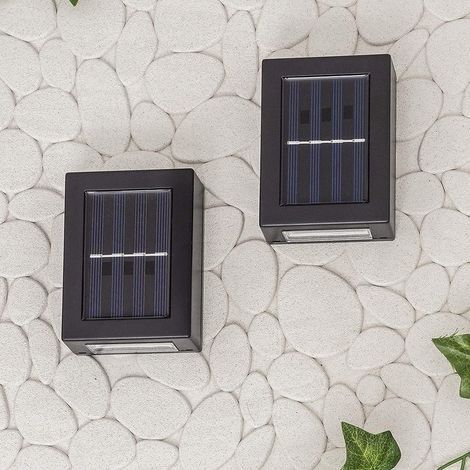Solar-Wandleuchte für den Außenbereich, staubdicht, LED-Beleuchtung nach oben und unten für Garten, Terrasse, Garage, Haustür, Einfahrt, Gehweg (2er-Set) (kaltweiß) (1/3)