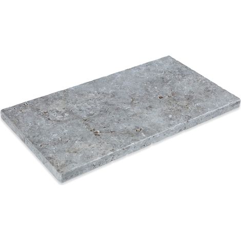 Dessus de marche Travertin Gris Silver 61x33x3 cm Bord Droit (à l'unité) - RO'MA NATURE