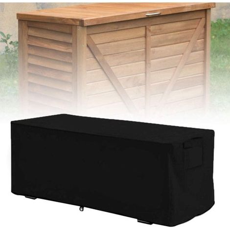 Caja de almacenamiento exterior impermeable y resistente a los rayos UV - Funda protectora para muebles de jardín 123x62x55cm (Negro) (1/4)