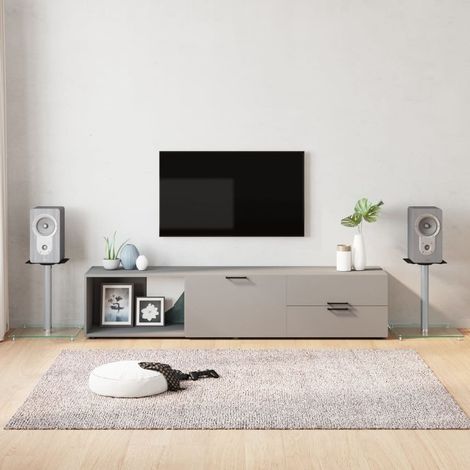 Lautsprecher-Ständer 2 Stk. Silbern Hartglas 1 Säule