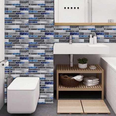 Lot de 10 stickers muraux 3D à motif treillis, imperméables et auto-adhésifs, en PET, pour la décoration des plans de travail de cuisine et de la maison. (1/4)