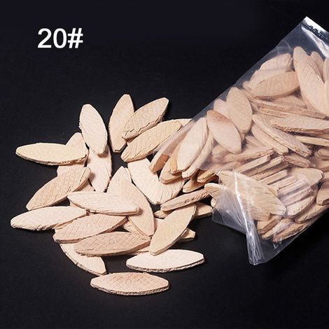 Lot de 100 biscuits d'assemblage en hêtre robuste, liaison renforcée haute stabilité pour menuiserie, format 20 mm. (1/5)