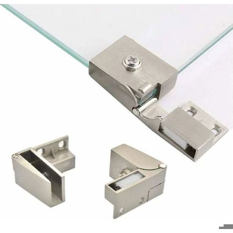 1 paire de charnières de porte en verre sans cadre, armoires vitrées encastrées sur le côté, charnières de portes de douche, pièces (1/5)