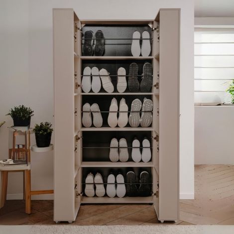 Scarpiera cashmere 2 ante con scomparti Lugo02A 74x34x181 (1/5)