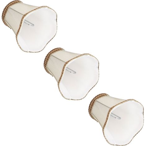 Lot de 3 abat-jour à pince E14 en tissu doré moderne pour lustre à bougies intérieur maison hall hôtel (1/5)