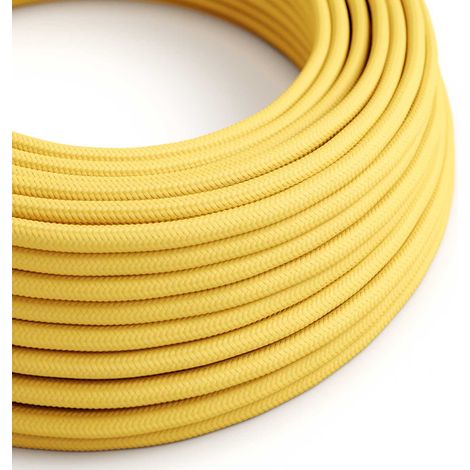 Creative-Cables Cavo elettrico rivestito in tessuto, Sezione 2 x 0,75 mm², Giallo Mais RM10, 50 m, Rotondo effetto seta