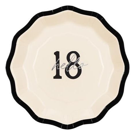 Piatti di carta ''Hello 18'' diciotto, 18 cm, 6 pezzi.
