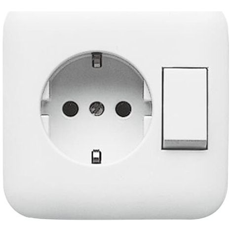 Busch-Jaeger – Prise SCHUKO avec interrupteur bipolaire 10A 250V – Mode de pose électricité – Pour installation murale – Compatible va-et-vient
