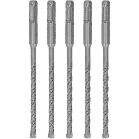 Lot de 5 forets à percussion pour marteau perforateur, longueur 160 mm, 2 goujures, à pointe carbure auto-centreuse, pour brique, pierre et béton, 7 mm/0,28 po (1/5)