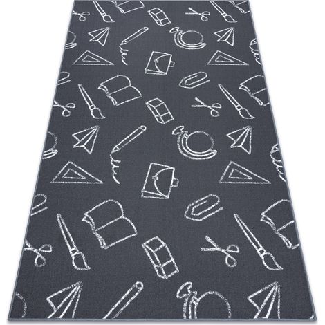 Teppich für Kinder SCHOOL Schule grau grey 100x200 cm