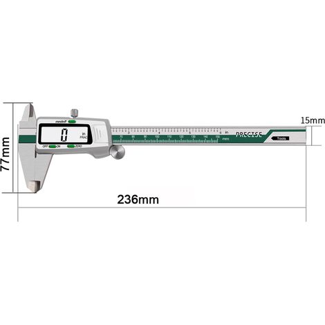 Règle Vernier à pied à coulisse à affichage numérique LCD électronique de haute précision en acier inoxydable avec plage de mesure de 0 à 150 mm (1/5)
