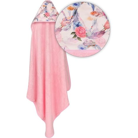 Toalla de baño con diseño de bambú, 100x100 cm, rosa con flores. (1/5)