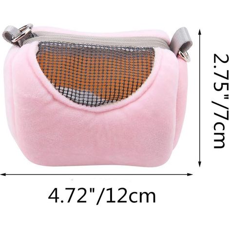 Sac de transport pour hamster nain - Sac de transport cylindrique portable pour l'extérieur, chaud et muni d'une bandoulière réglable (rose) (1/5)