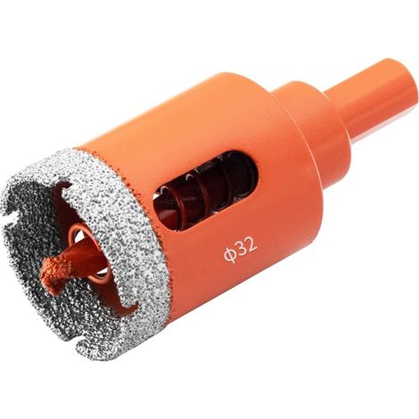 Scie Cloche à Carrelage Diamantée avec Foret Guidage, Brasé Sous Vide Revêtement Diamant Foret pour Carrelage, Porcelaine, Verre, Marbre, Céramique (32mm) (1/5)