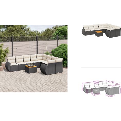 Salon de jardin 10 pcs avec coussins noir résine tressée - Ensemble Salon De Jardin - Meuble Extérieur - Jardin Design - Mobilier De Jardin - Chaise Lounge (1/3)