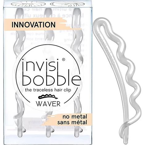 Invisibobble Set Trio Waves, fermagli per capelli, cristallo trasparente, 3 pezzi, cura dei capelli da donna, design elegante e funzionale