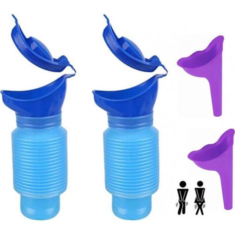 Lot de 2 urinoirs de secours unisexe 750 ml, pour camping/voiture, réutilisables. (1/5)