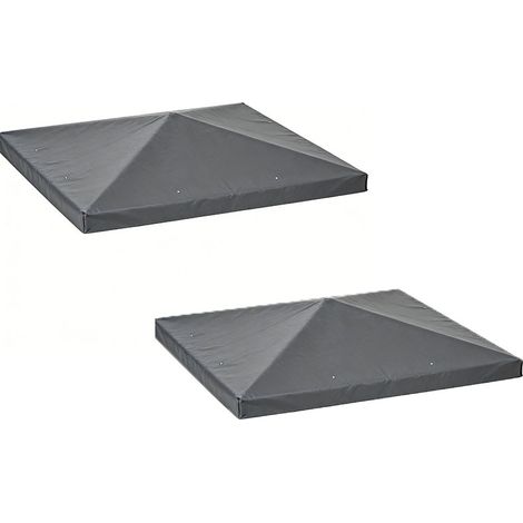 2er-Set  ersatzdach für Pavillon 3 x 3 m, wasserdicht Pavillondach, Ersatzbezug für Gartenpavillon, Ersatzteile aus Oxford-Stoff, 370 g/m², Dunkelgrau
