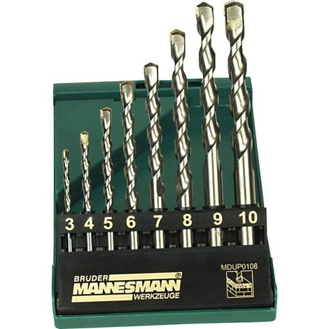Brüder Mannesmann M54309 Acciaio Kit punte per pietra 3 mm, 4 mm, 5 mm, 6 mm, 7 mm, 8 mm, 9 mm, 10 mm Alberino cilindri