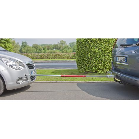Mottez – Barre de remorquage 2,5 Tonnes – A060Q – Fixation sur boule d'attelage et crochet – Longueur dépliée 2,35m