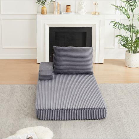 Modulares Sofa aus grauem Cord, 211,5 cm, verstellbare Armlehnen OKMYHOME (1/5)