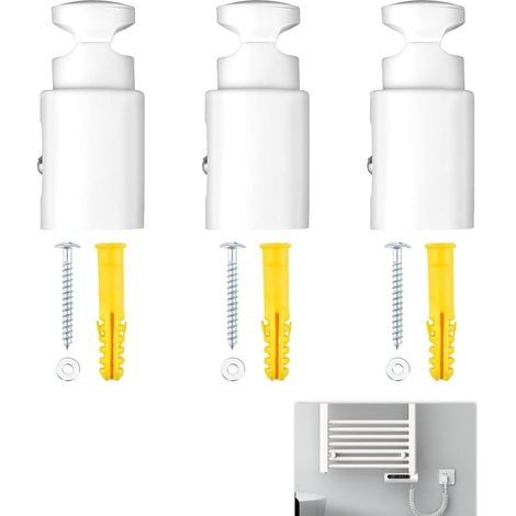 3 Pièces Fixation Sèche Serviette, Support Seche Serviette Universels Attache Seche Serviette, Distance Réglable, Résistant à l'Humidité et à la Chaleur, Convient aux Radiateurs Droits et Courbes (1/5)