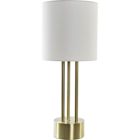 Lampe à Poser Rétro en Métal Doré et Abat-jour Blanc en Lin - H67cm (1/5)