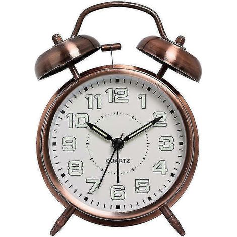 Réveil puissant conçu pour les adultes souffrant de troubles du sommeil importants, doté d'un mouvement à quartz silencieux (sans tic-tac), d'un rétroéclairage et de deux sonneries - ANYOU copper 2 (1/5)
