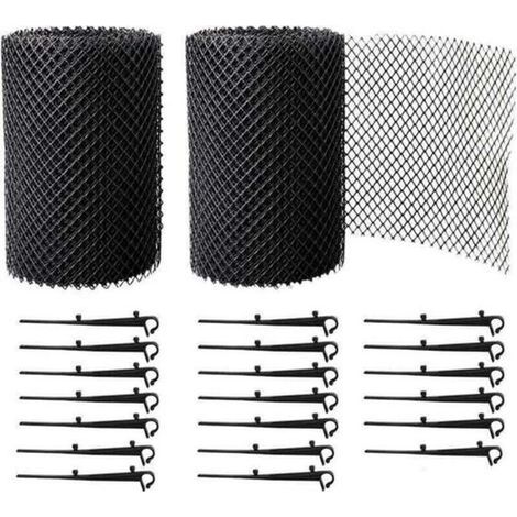 2 rollos de malla protectora para canalones de 6 metros (15 cm de ancho) con estacas de fijación (1/5)