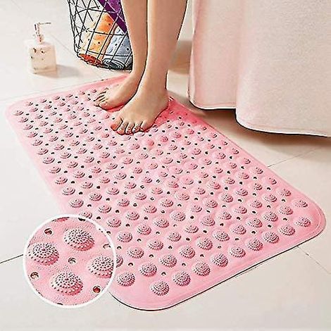 Beliebte und strapazierfähige rutschfeste Dusch- und Badematte mit Gummisaugnäpfen für mehr Sicherheit im Badezimmer (rosa, 36 cm x 71 cm) (1/5)