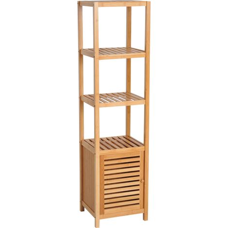 Pour espaces étroits Rangement facile Meuble colonne de salle de bain sur pied 3 étagères persienne 36x33x140 cm (1/5)