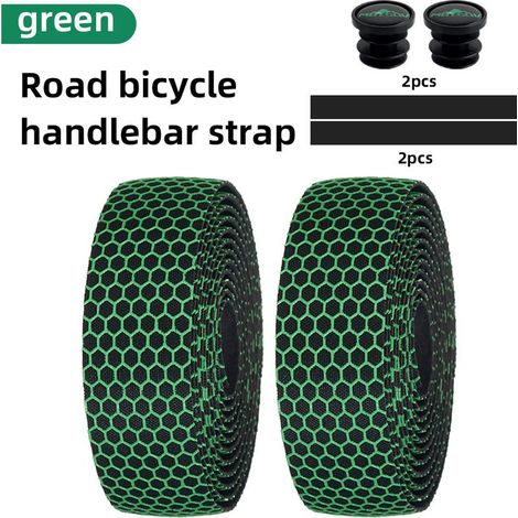 Kit de guidoline Hex Bike - 2 rouleaux - Antidérapant et absorbant les chocs - 2 m - Pour vélo de route, VTT et cyclisme sur route - Vert - Auto-adhésif et respirant (1/5)