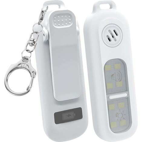 Allarme personale anti-aggressione, allarme personale da 130 dB, portachiavi, allarme di sicurezza di emergenza con luci a LED, ricaricabile per donne, bambini e anziani (confezione da 2 bianca) (1/5)