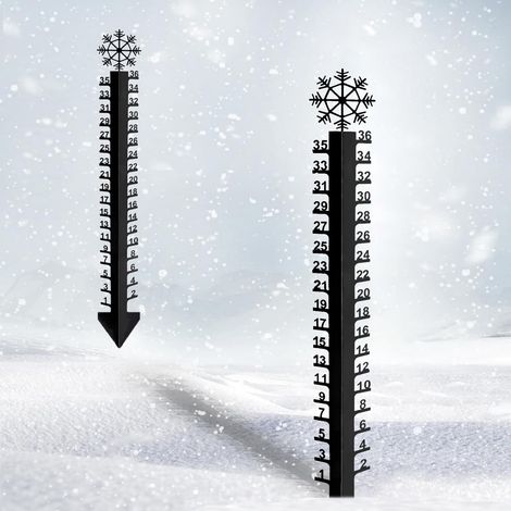 Jauge De Neige - Jauge De Pluie En Acier Poudré - Échelle En Pouces Et Centimètres - Pour Mesurer L'Épaisseur De La Neige Ou La Pluie En Extérieur - 1 Pièce (1/5)