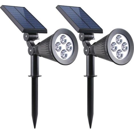 éclairage pour chemins lampe de jardin solaire exteri W34 X2 Set of 2 Spotlights 4 LED Outdoor Waterproof White 2-in-1, Plastic, One Piece, 1.5 W, White, 29 x 9.5 x 34 cm lampe led jardin (1/5)